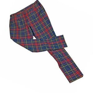 SMART Wool Blend Red Blue Plaid Straight Leg Pants Men's Size 32 x 30